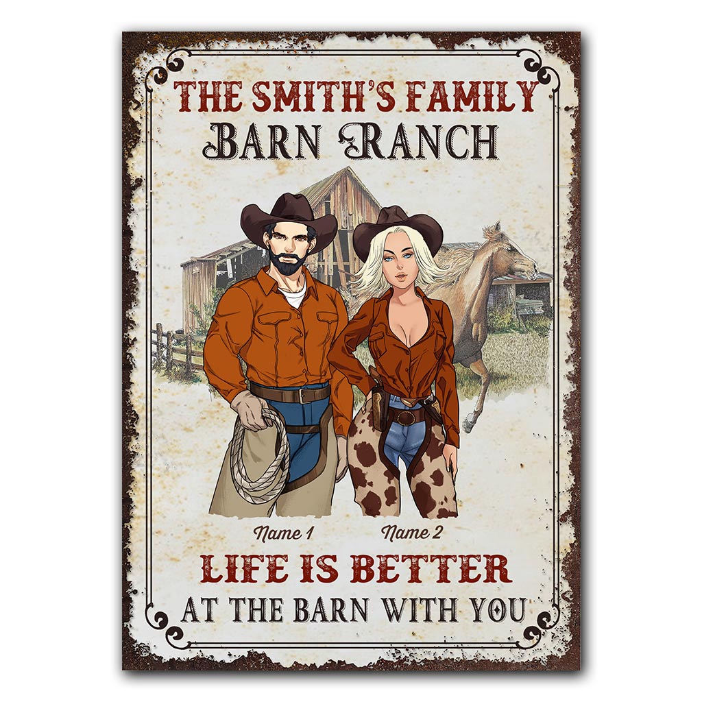 Life Is Better At The Barn With You - Personalized Horse Rectangle Metal Sign