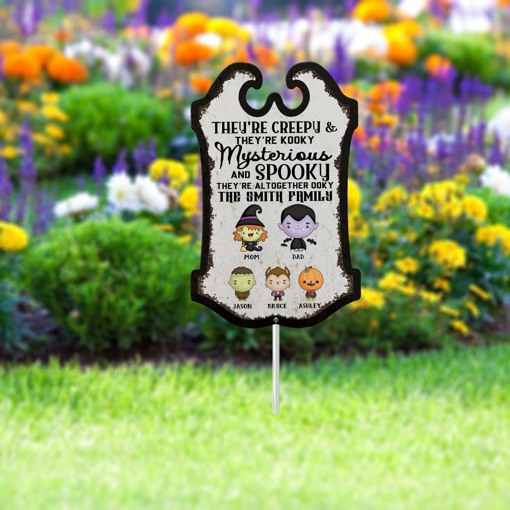 They're Creepy And They're Kooky - Personalized Halloween Family Metal Garden Art