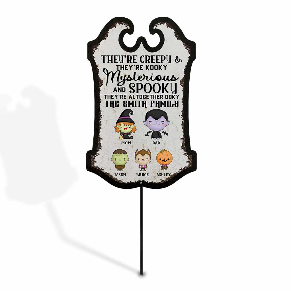 They're Creepy And They're Kooky - Personalized Halloween Family Metal Garden Art