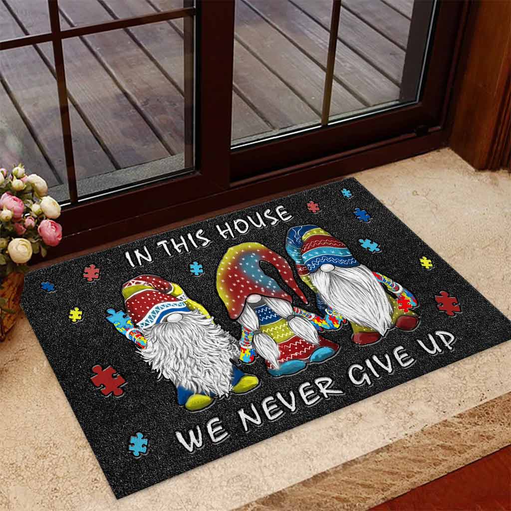 In This House We Never Give Up - Autism Awareness Doormat