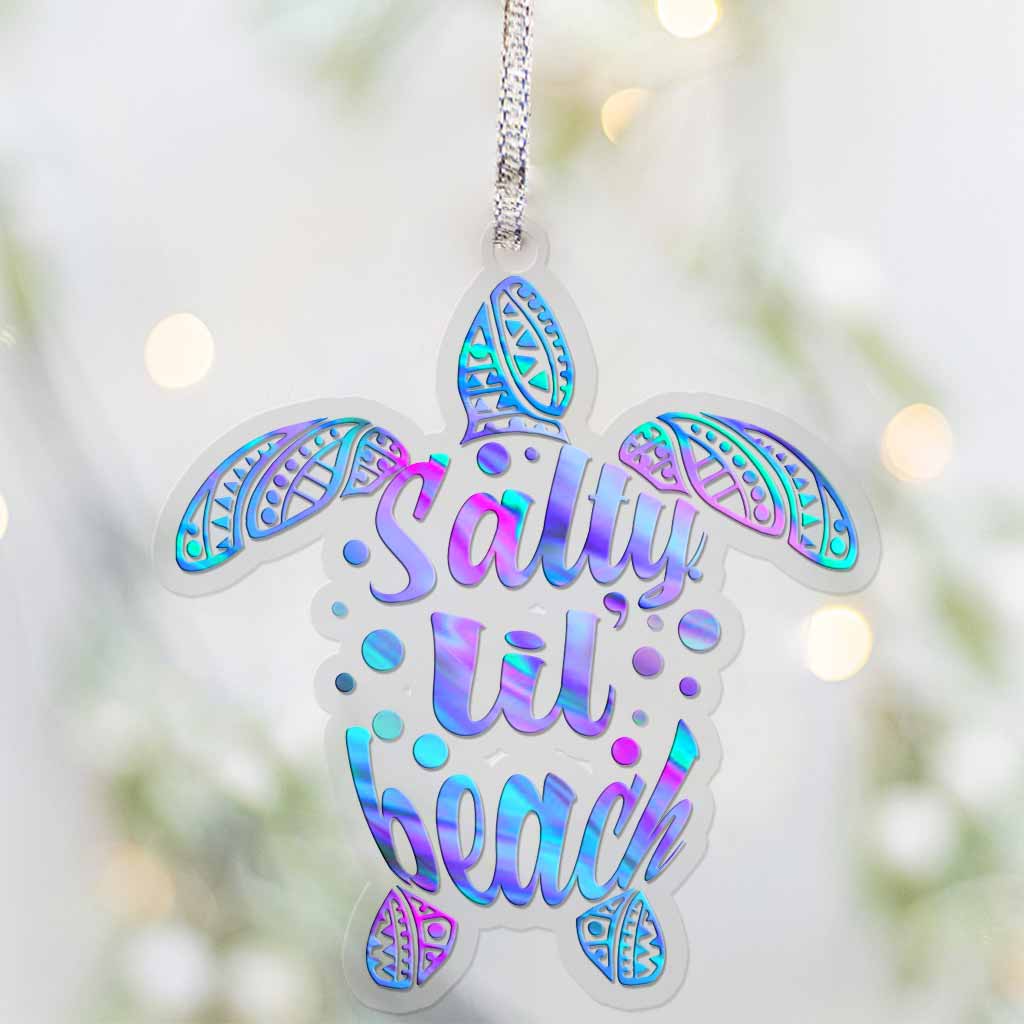Salty Lil Beach - Christmas Turtle Trasparent Ornament