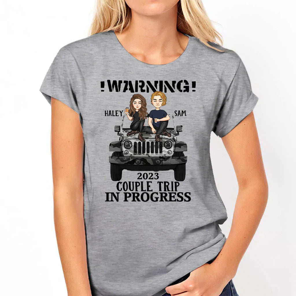 Warning Couple Trip - Personalized Couple Car T-shirt and Hoodie