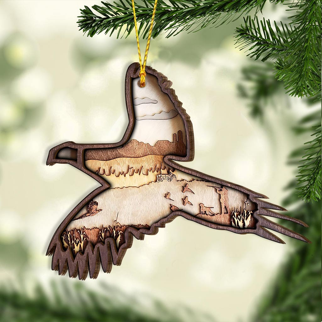 Pheasant Hunting - Christmas Layered Wood Ornament