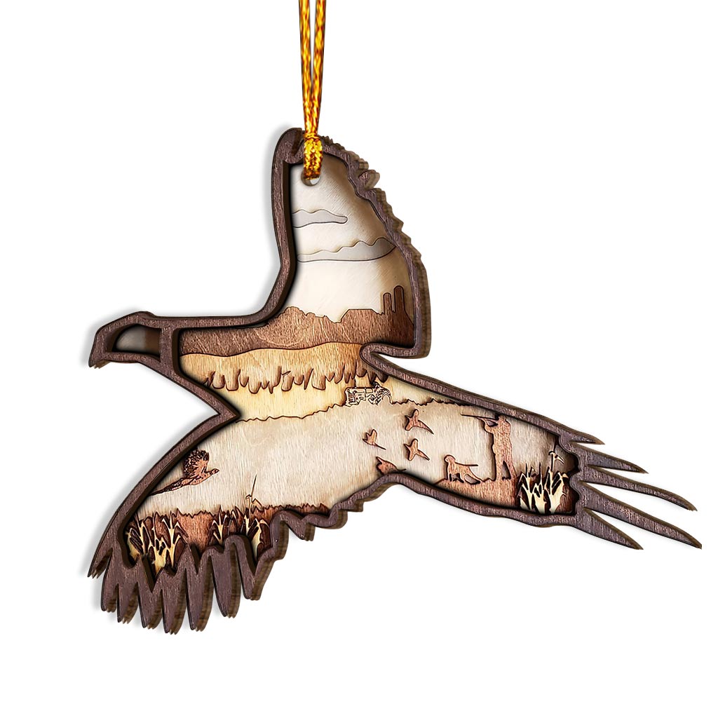 Pheasant Hunting - Christmas Layered Wood Ornament