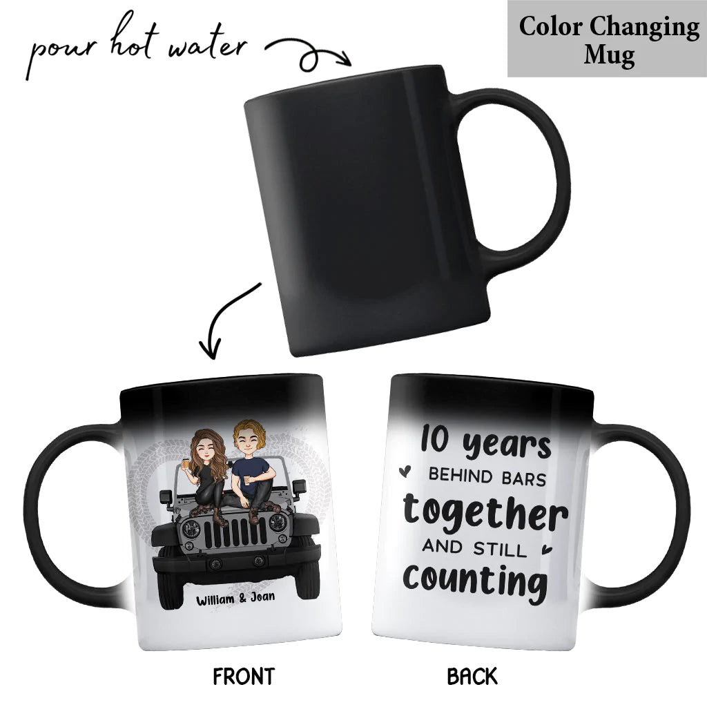 Years Of Life Behind Bars - Personalized Couple Car Mug