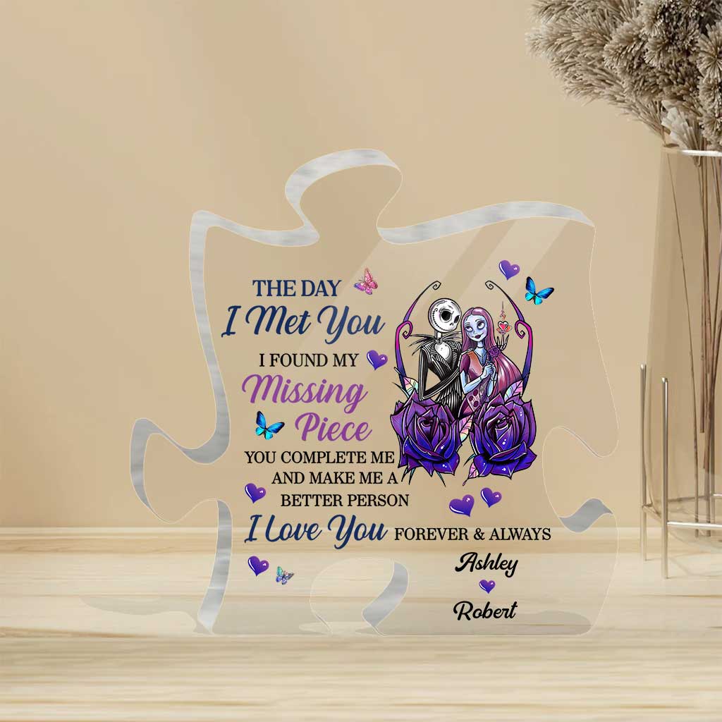 The Day I Met You - Personalized Couple Nightmare Custom Shaped Acrylic Plaque