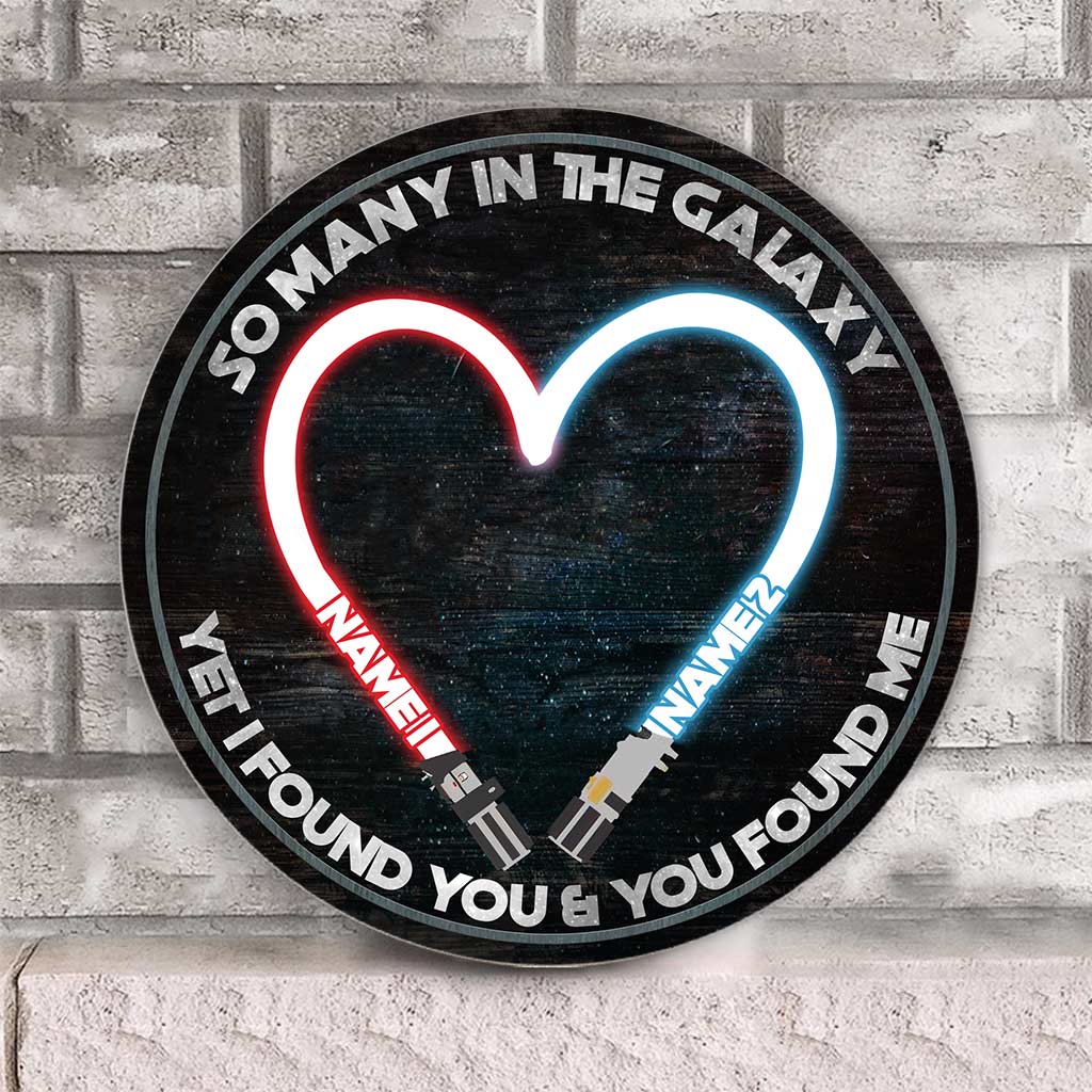 So Many In The Galaxy - Personalized Couple The Force Round Wood Sign
