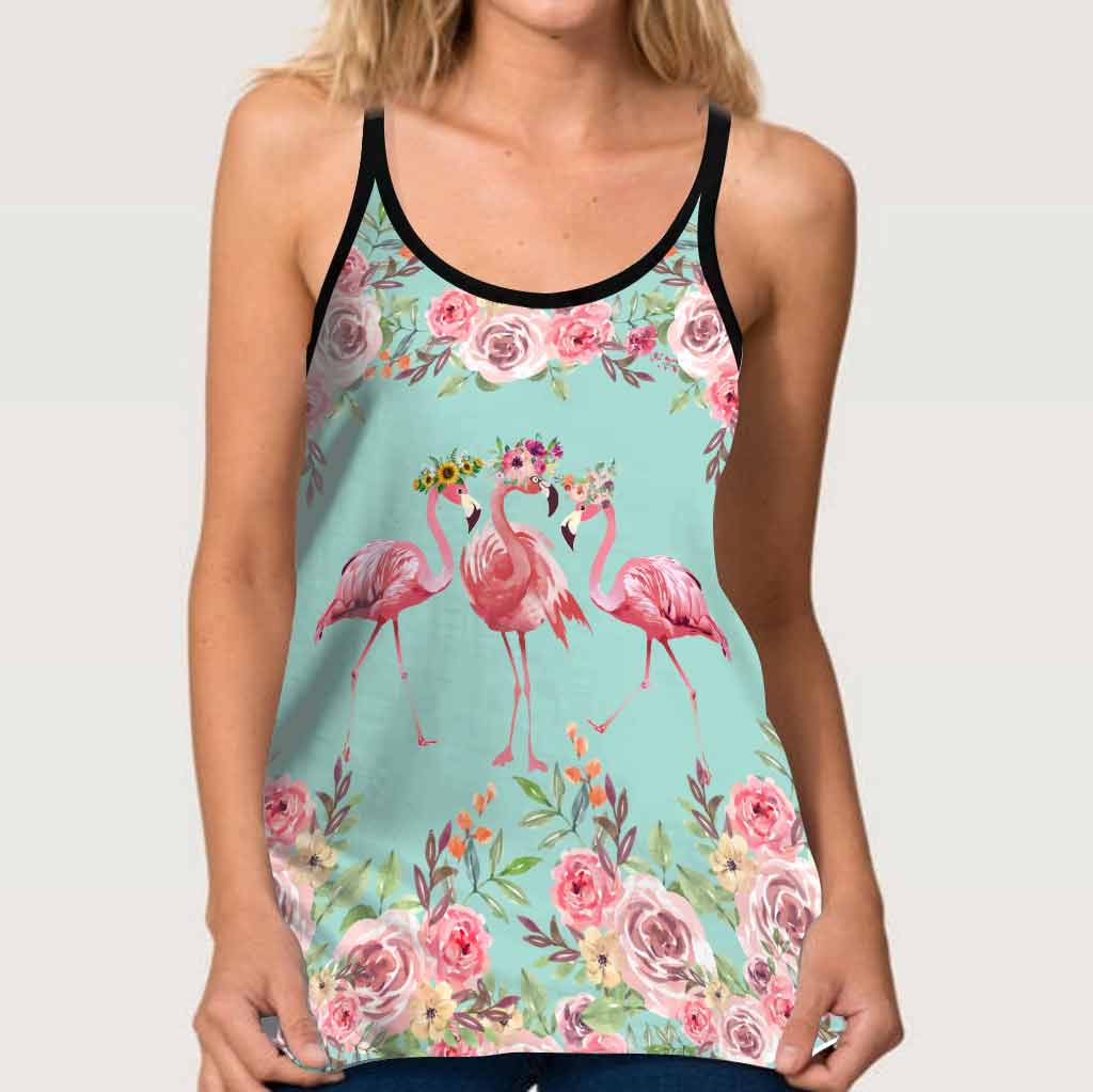 Love Flamingo Cross Tank Top