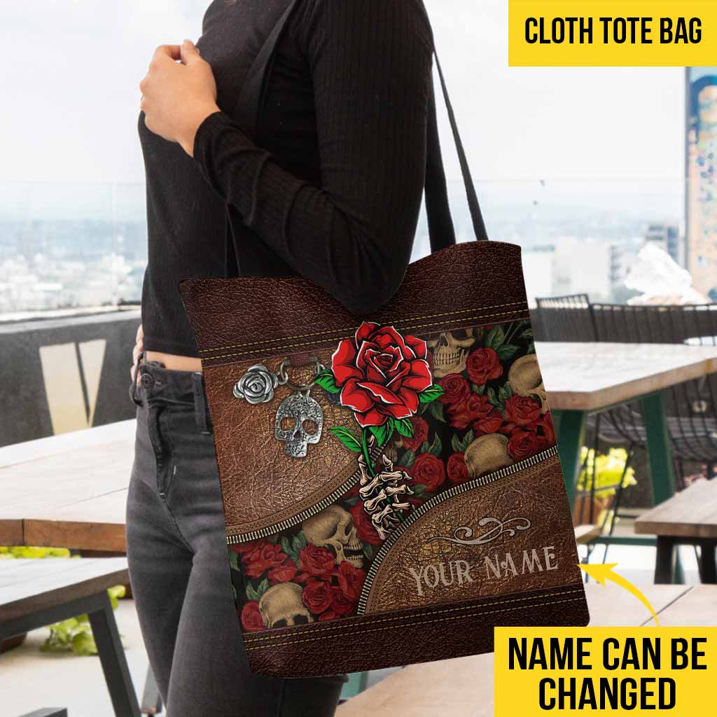 Skulls And Roses Personalized  Tote Bag