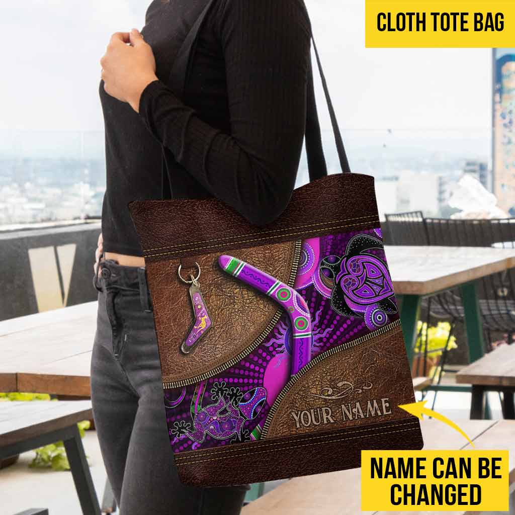 Purple Turtle - Aboriginal Australian Personalized Tote Bag