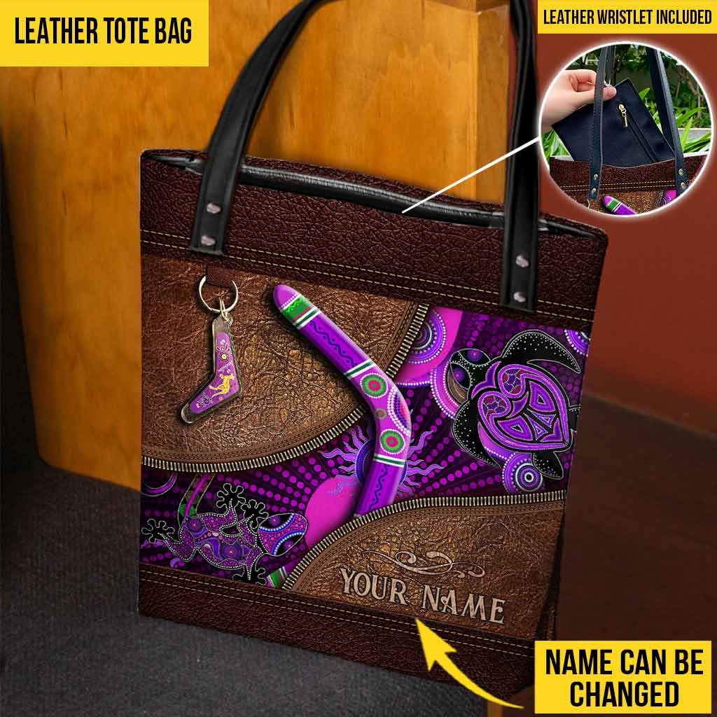 Purple Turtle - Aboriginal Australian Personalized Tote Bag