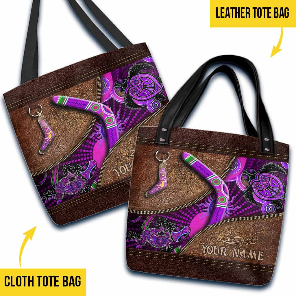 Purple Turtle - Aboriginal Australian Personalized Tote Bag