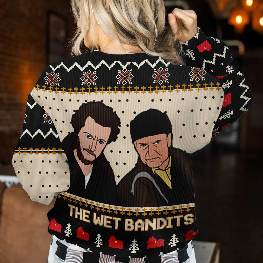 The Wet Bandits - Personalized Christmas Sweater With Faux Wool Pattern Printed