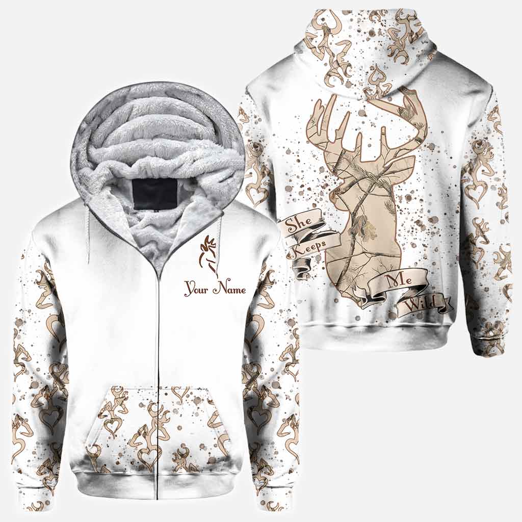 His Doe Her Buck - Personalized Couple Hunting All Over T-shirt and Hoodie