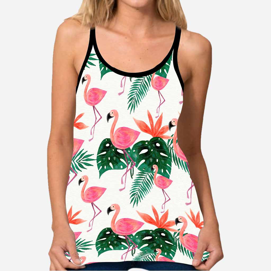 Love Flamingos Cross Tank Top