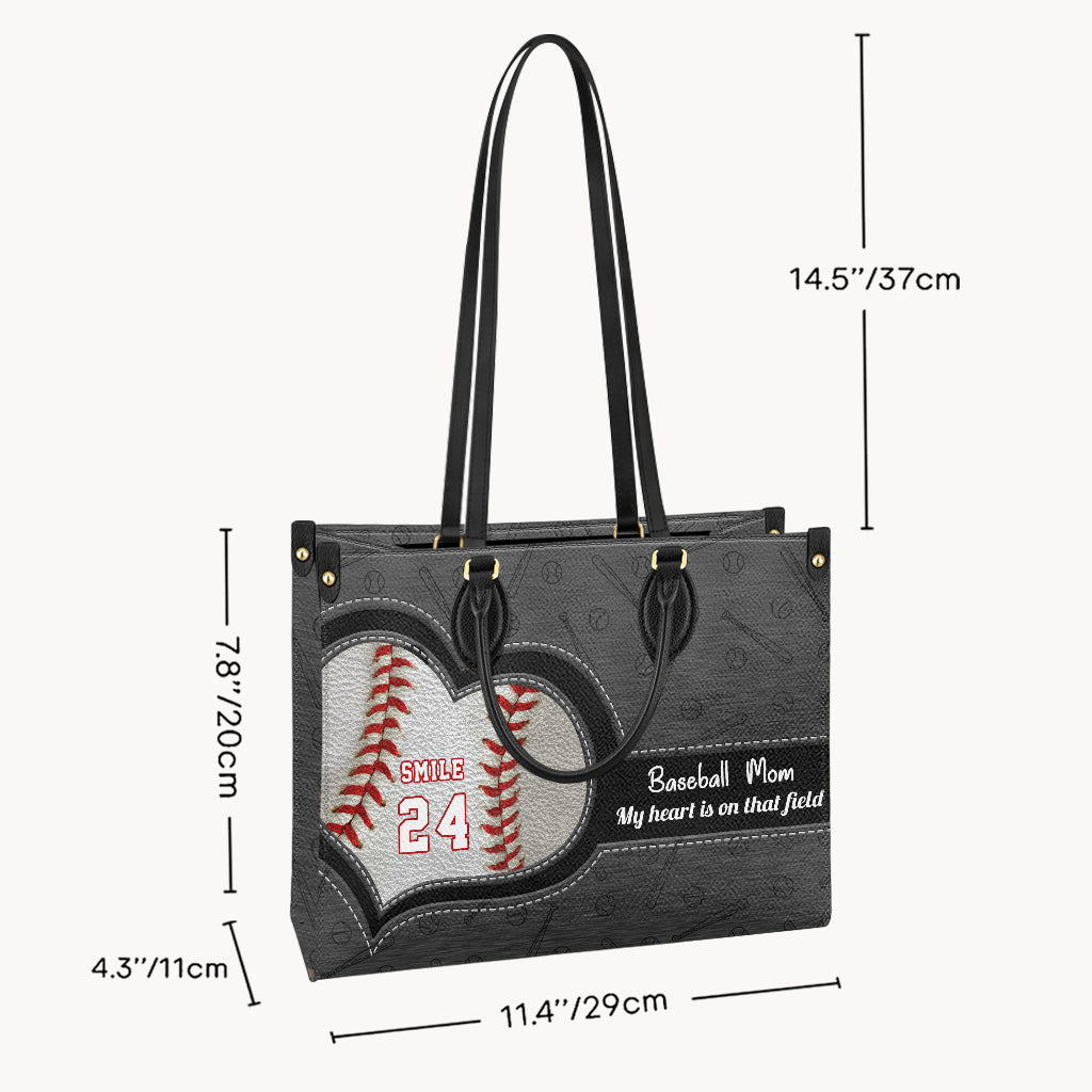 My Heart Is On That Field - Personalized Baseball Leather Handbag