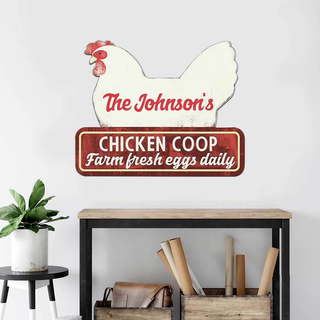 Chicken Coop - Personalized Chicken Cut Metal Sign