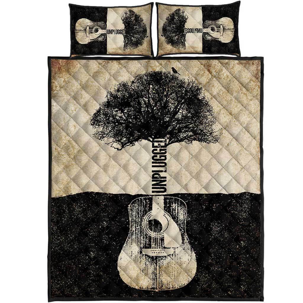 Unplugged Vintage Color - Guitar Quilt Bed Set