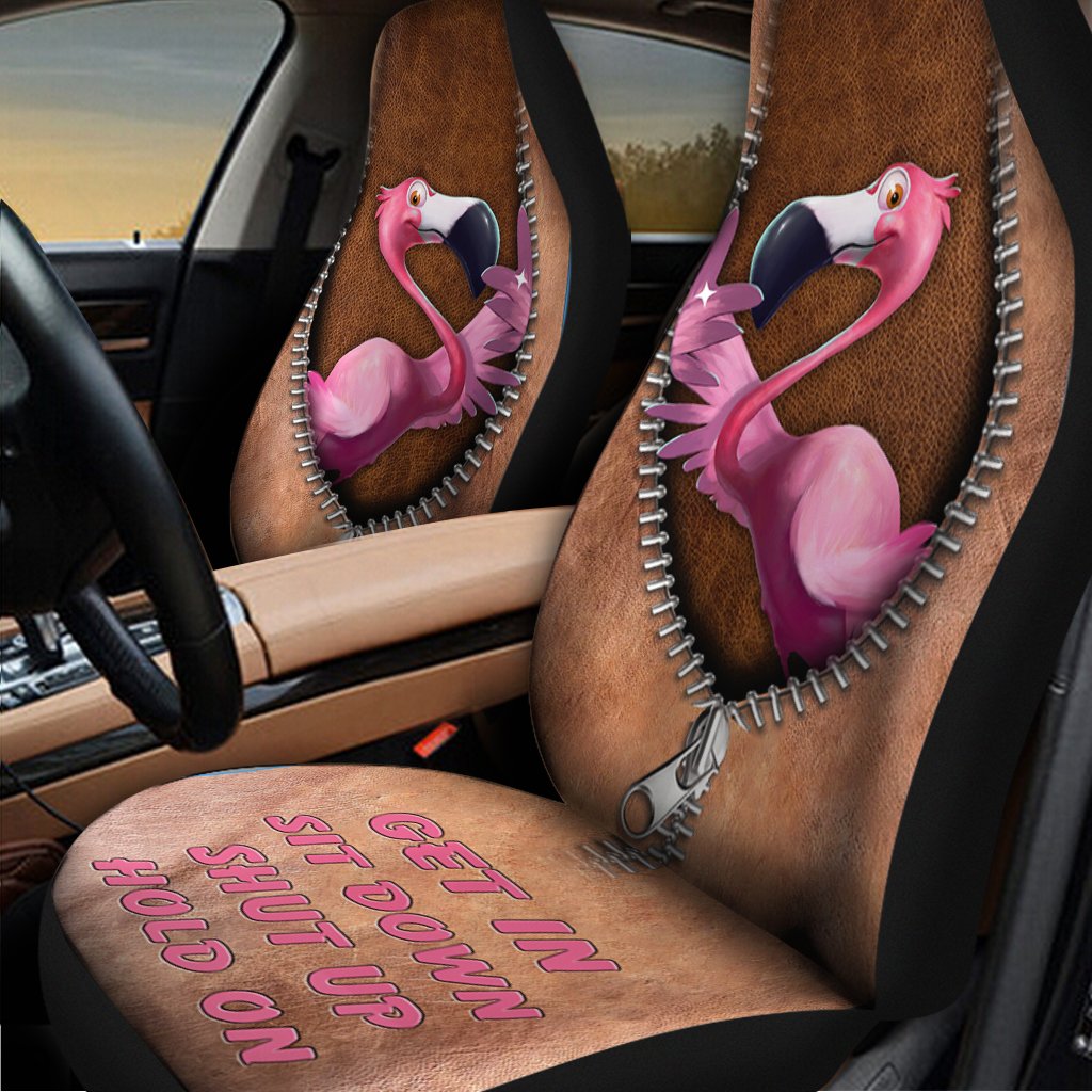 Get In Sit Down Shut Up Hold On - Flamingo Seat Covers
