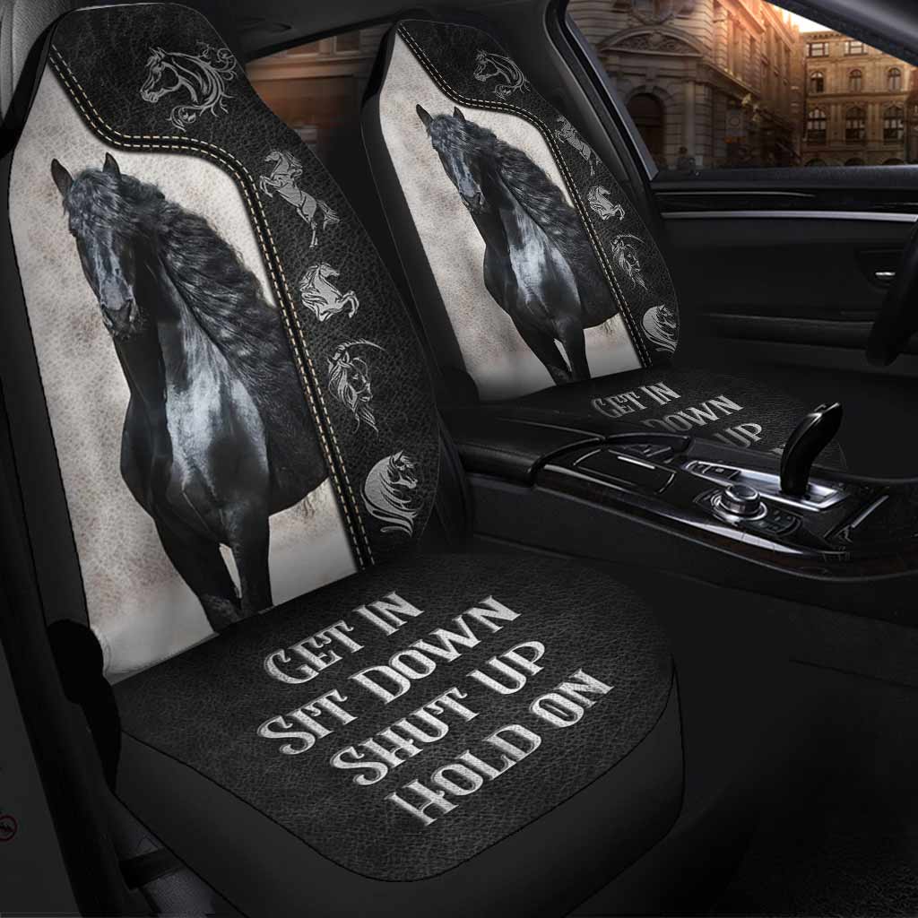 Get In Sit Down Shut Up Hold On - Horse Seat Covers With Leather Pattern Print