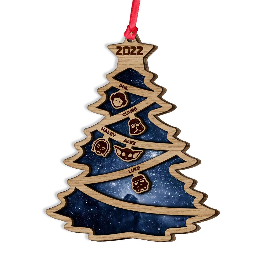 The Force Is Strong With This Family - Personalized Christmas Layered Wood Ornament