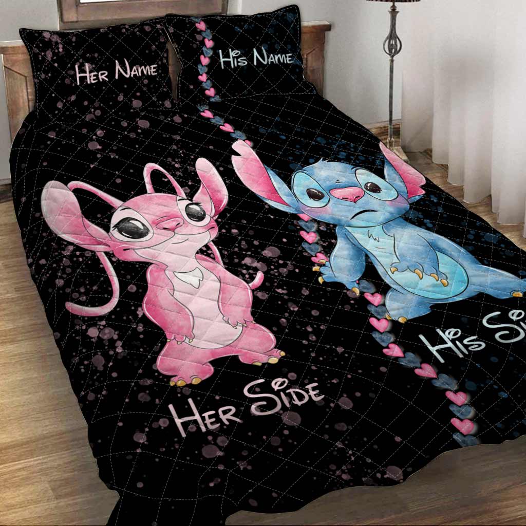 His Side Her Side Ohana - Personalized Couple Quilt Set