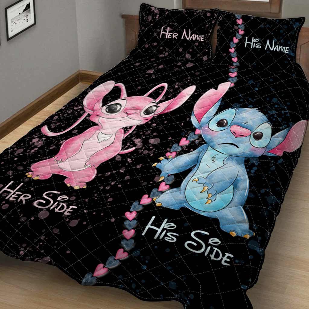 His Side Her Side Ohana - Personalized Couple Quilt Set