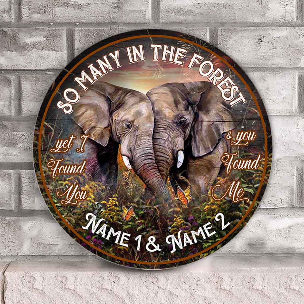 So Many In The Forest - Elephant Personalized Round Wood Sign