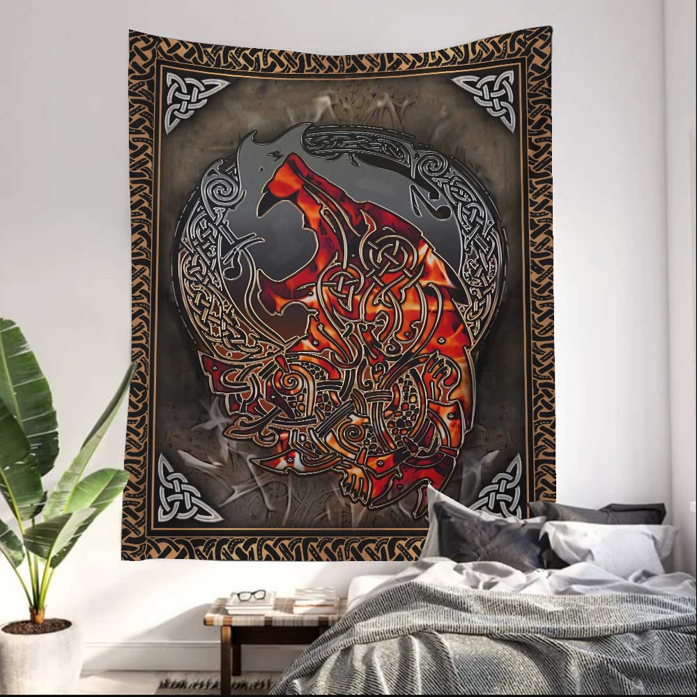 Viking Wolf Celtic Knot - Viking Wall Tapestry