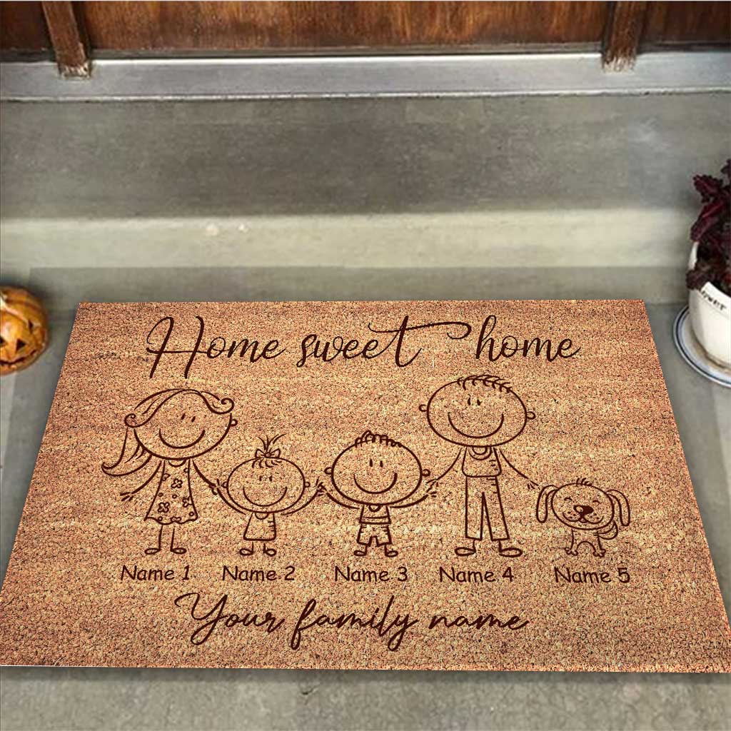 Home Sweet Home - Personalized Mother's Day Father's Day Family Doormat With Coir Pattern Print