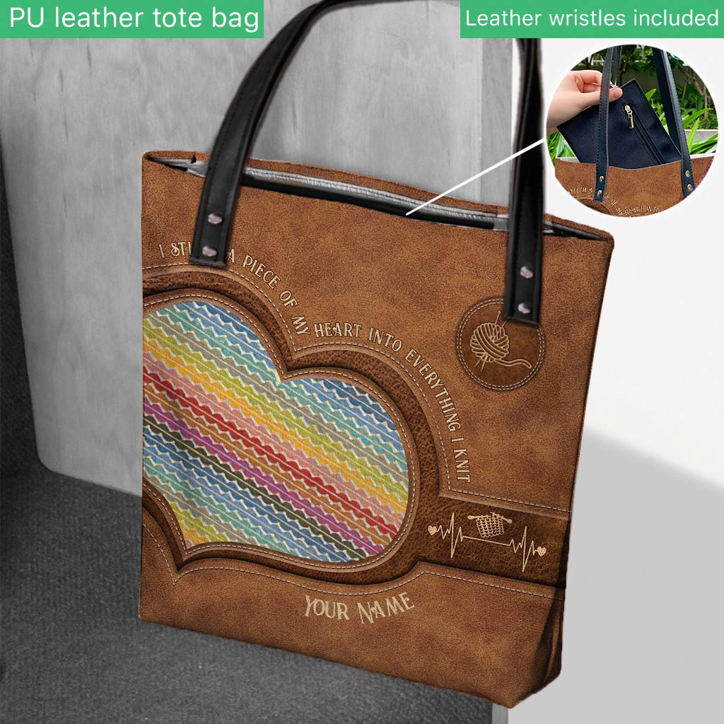 I Stitch A Piece Of My Heart - Knitting Personalized Tote Bag