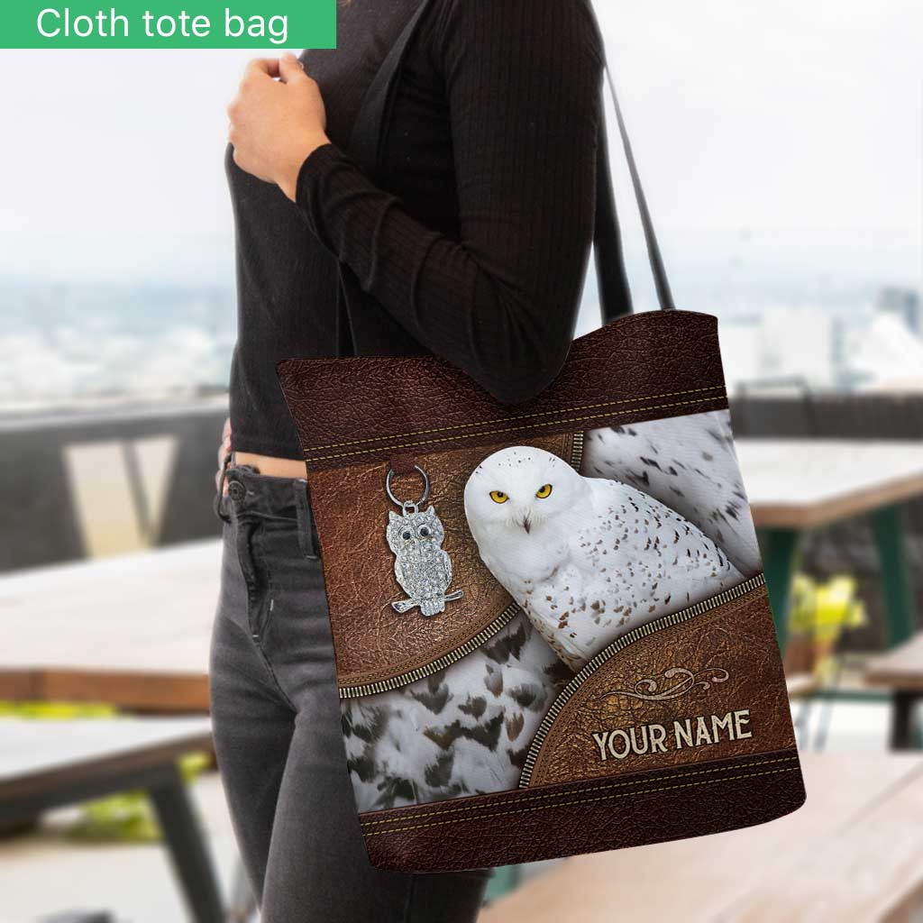 Snowy Owl Feather Personalized Tote Bag