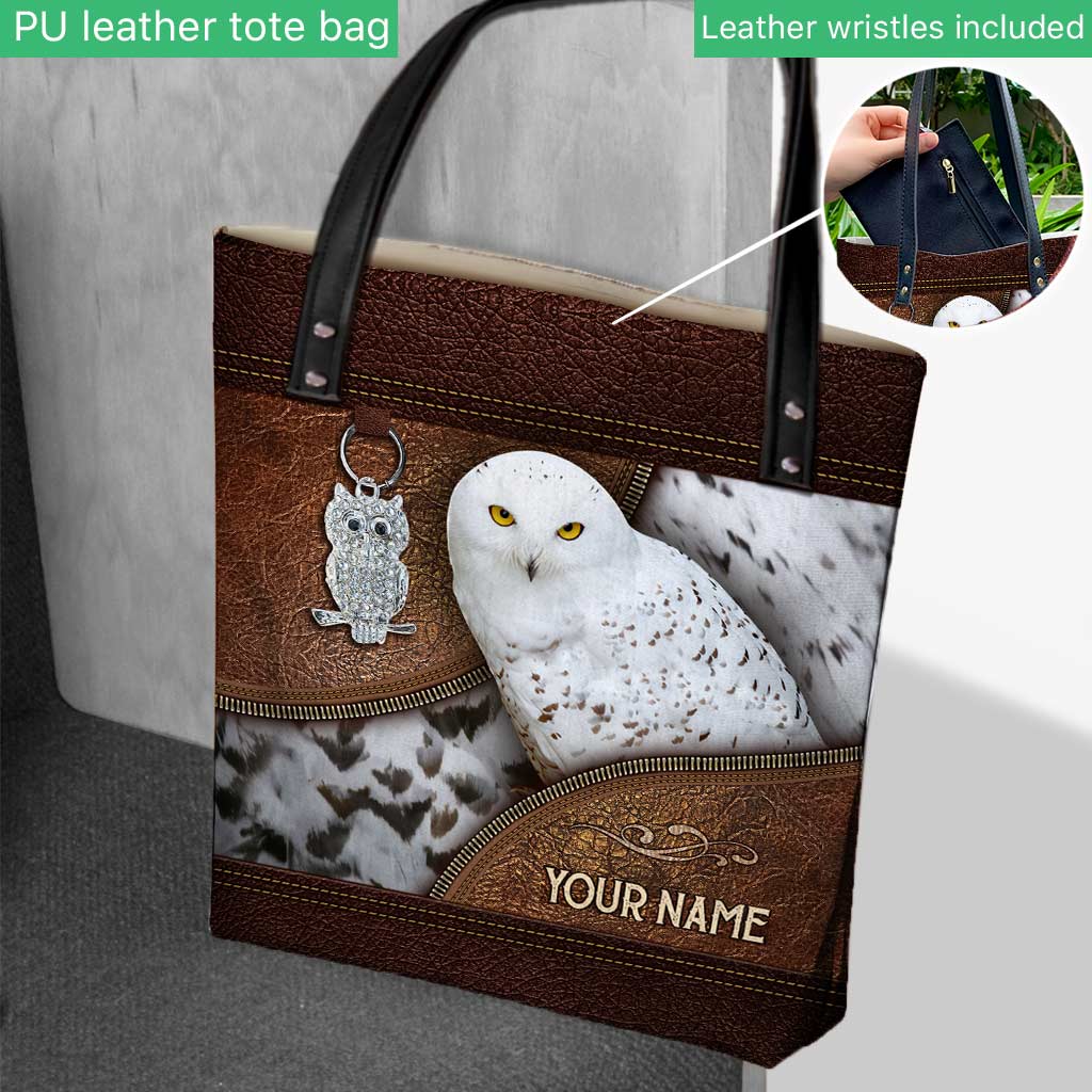 Snowy Owl Feather Personalized Tote Bag