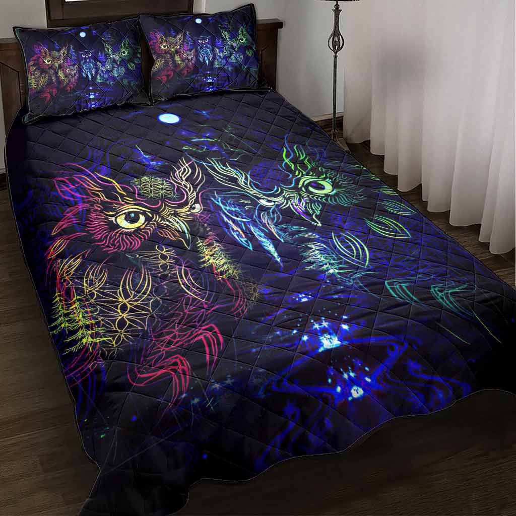 Mandala Owl Quilt Bed Set