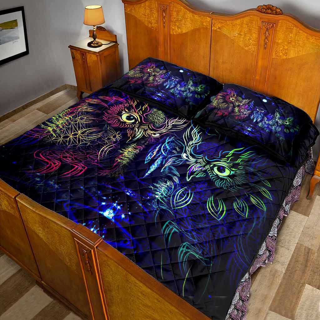 Mandala Owl Quilt Bed Set
