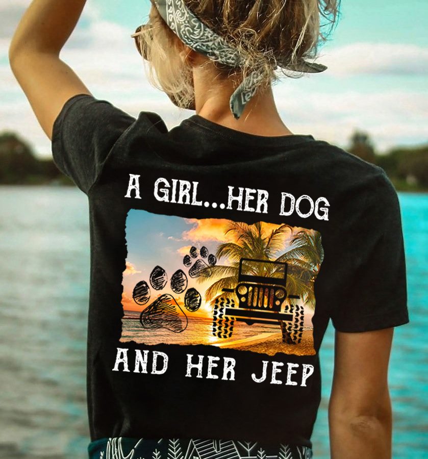 A Girl Her Dog Car T-shirt and Hoodie 0523