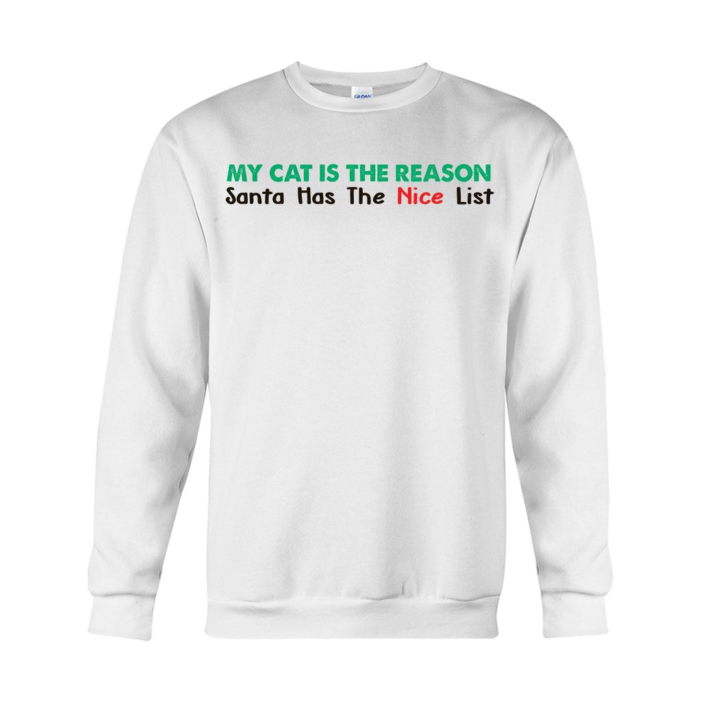 My Cat Is The Reason Santa Has The Naughty List - Personalized Christmas T-shirt and Hoodie