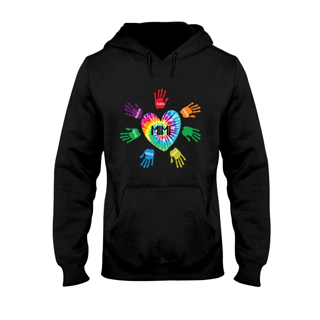 Grandma And Grandkids Heart Colorful Hands Personalized T-shirt And Hoodie 092021