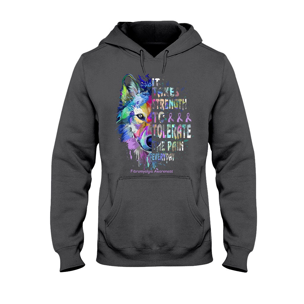 It Takes Strength Purple Wolf - Fibromyalgia Awareness T-shirt and Hoodie 112021