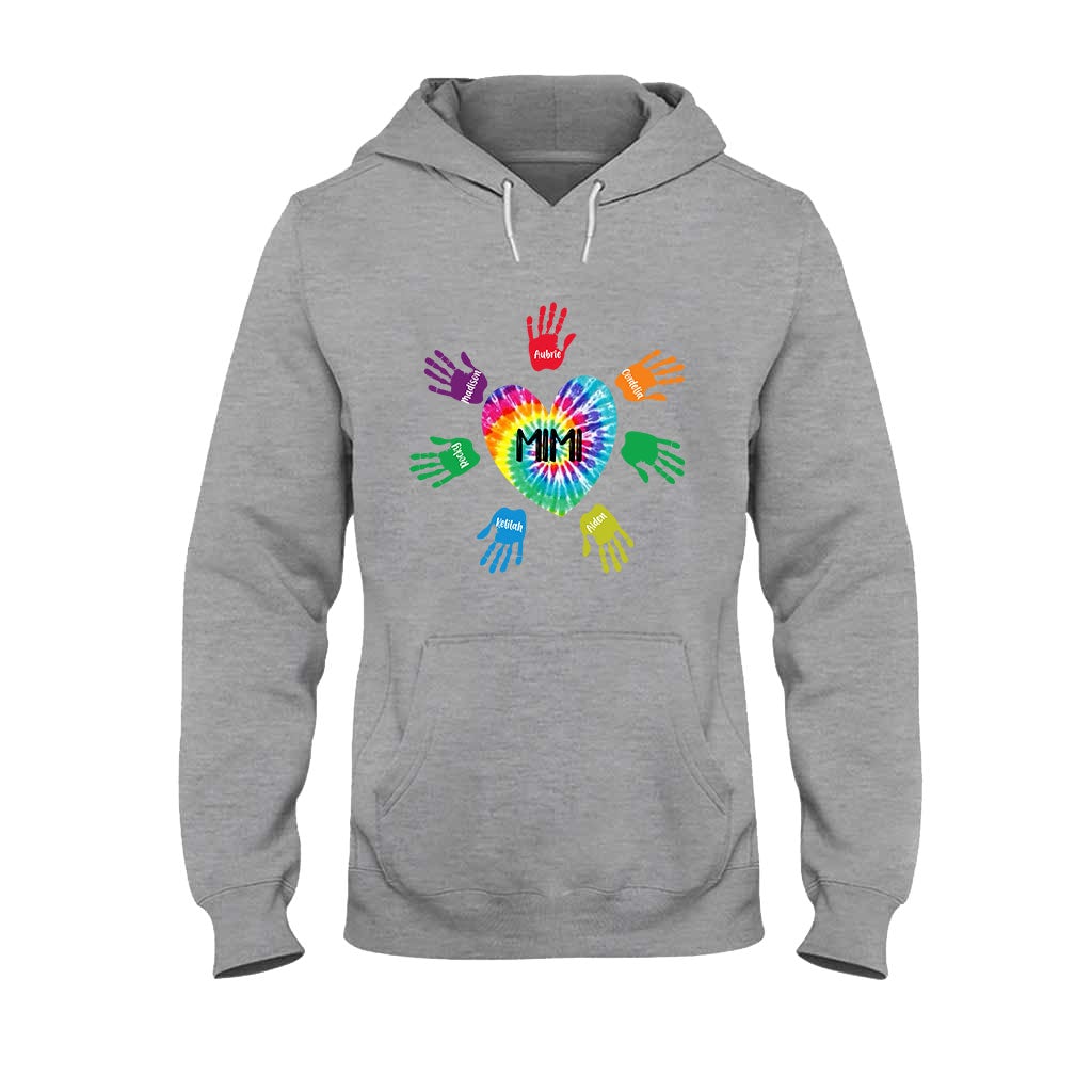 Grandma And Grandkids Heart Colorful Hands Personalized T-shirt And Hoodie 092021