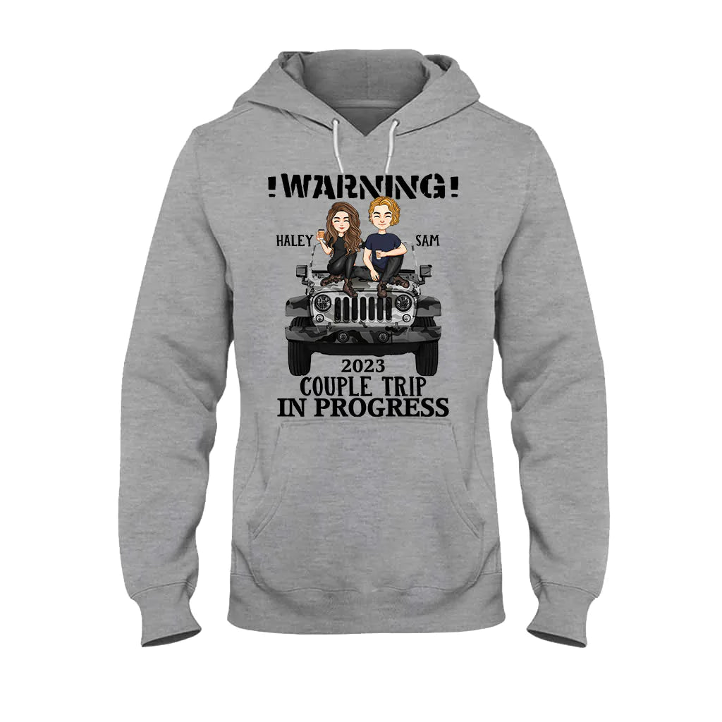 Warning Couple Trip - Personalized Couple Car T-shirt and Hoodie