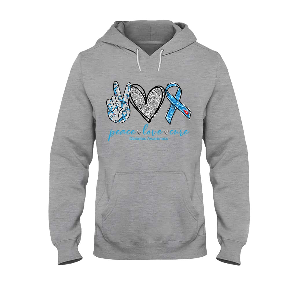 Peace Love Cure - Diabetes Awareness T-shirt And Hoodie 082021