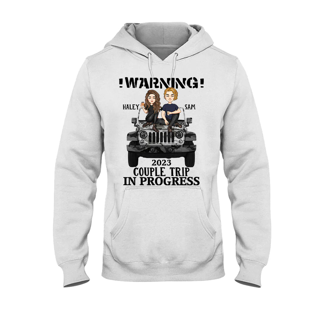 Warning Couple Trip - Personalized Couple Car T-shirt and Hoodie