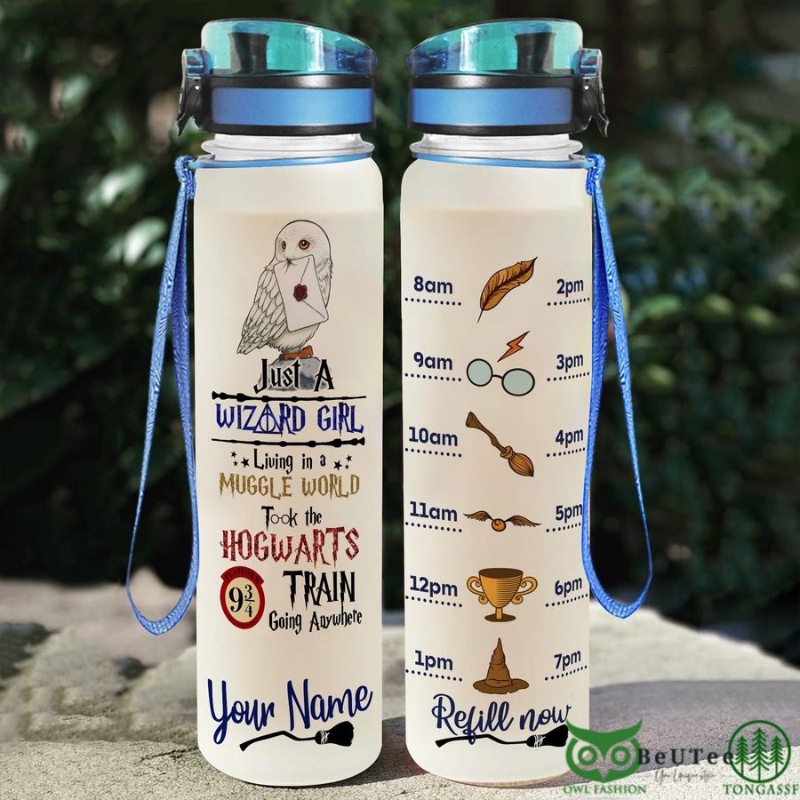 Just A Wizard Girl - Personalized The Magic World Water Tracker Bottle 0423