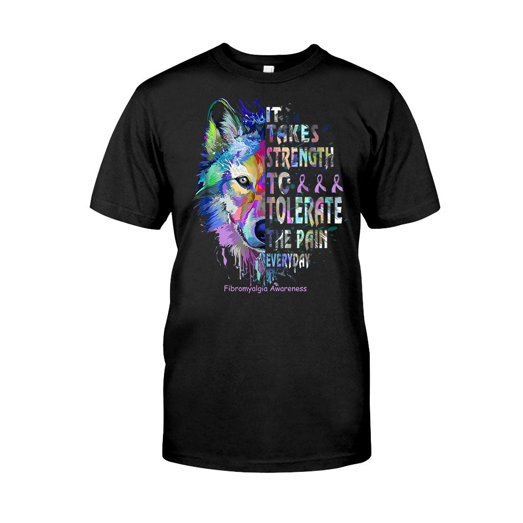 It Takes Strength Purple Wolf - Fibromyalgia Awareness T-shirt and Hoodie 112021