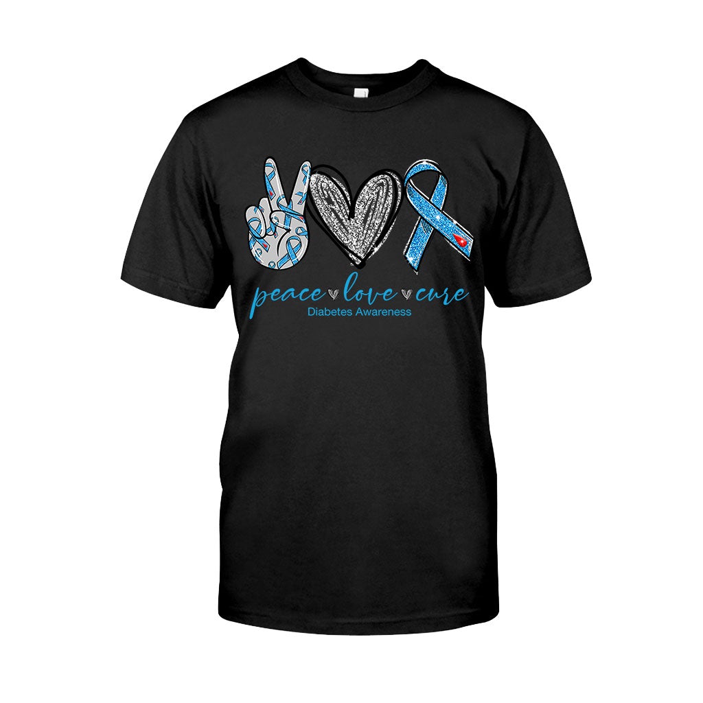 Peace Love Cure - Diabetes Awareness T-shirt And Hoodie 082021