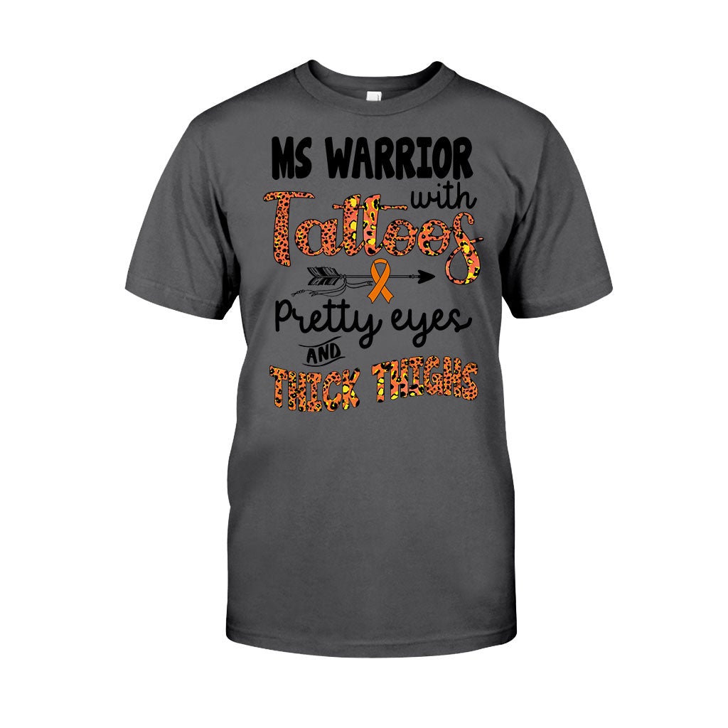 Ms Warrior With Tattoos  - Multiple Sclerosis Awareness T-shirt And Hoodie 092021