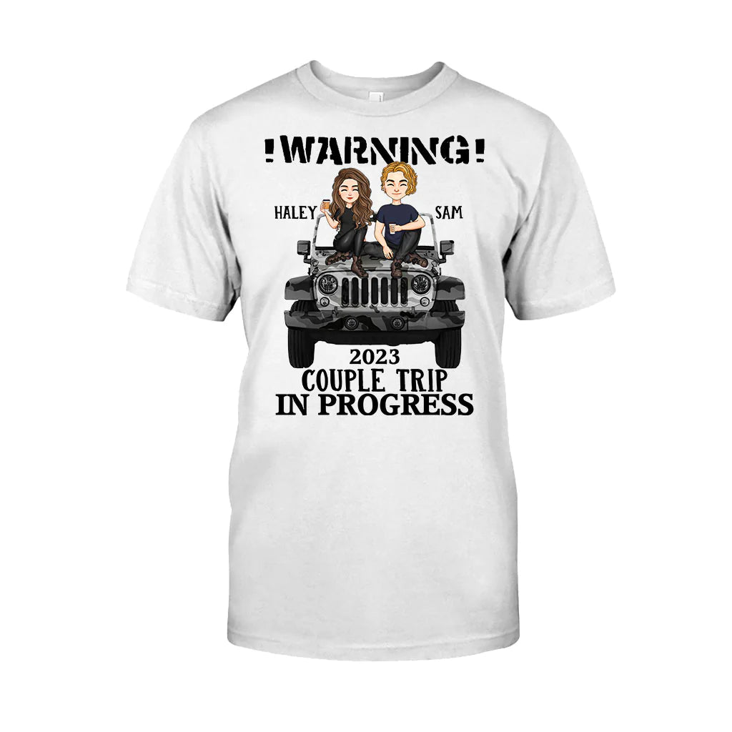 Warning Couple Trip - Personalized Couple Car T-shirt and Hoodie