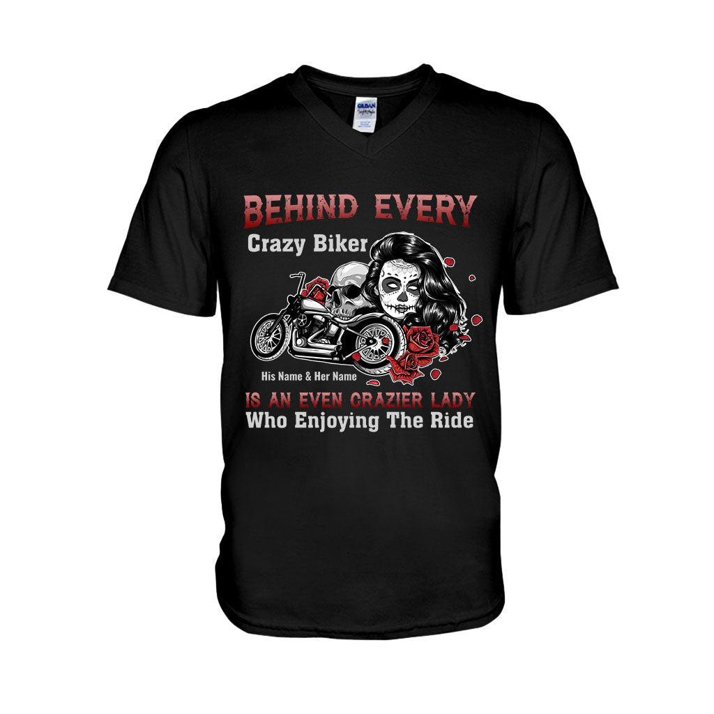 Behind Every Crazy Biker Motorcycle Couple - Personalized T-shirt and Hoodie