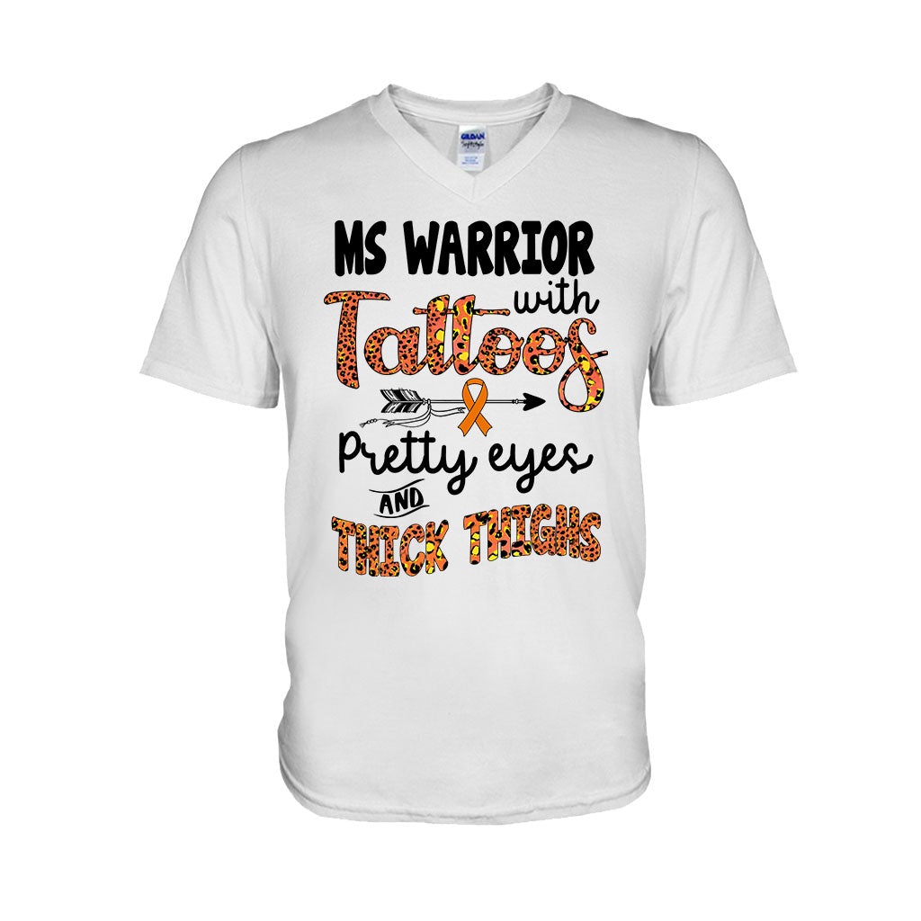 Ms Warrior With Tattoos  - Multiple Sclerosis Awareness T-shirt And Hoodie 092021
